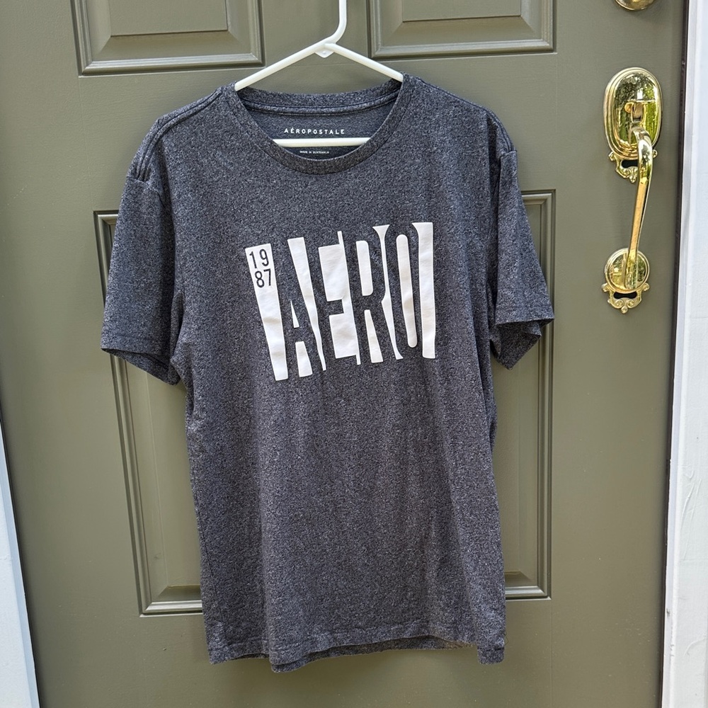 Aeropostale Charcoal Tee with White Logo